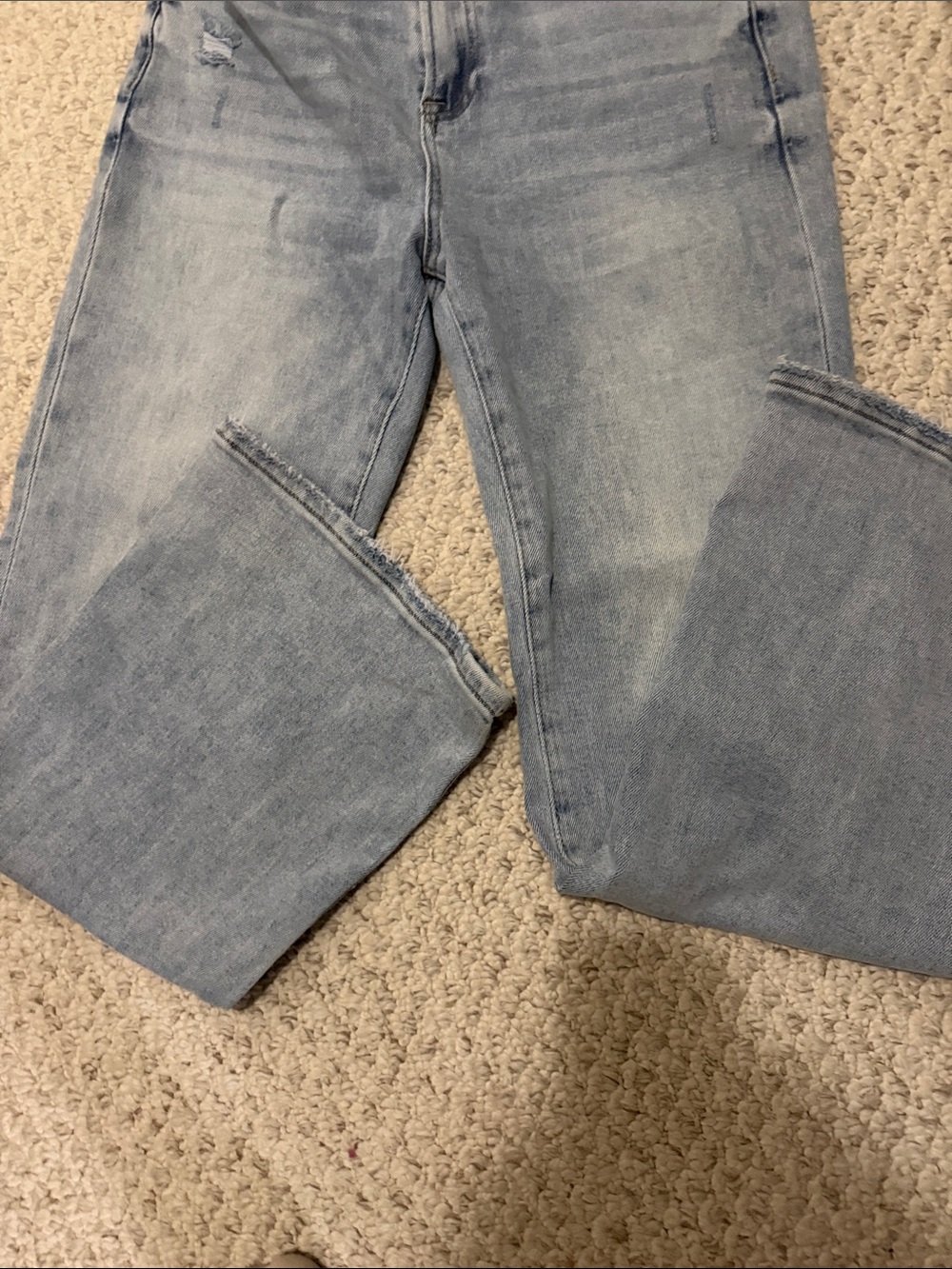 Risen Ankle Flare Jeans with Subtle Distressing - Picture 2 of 5